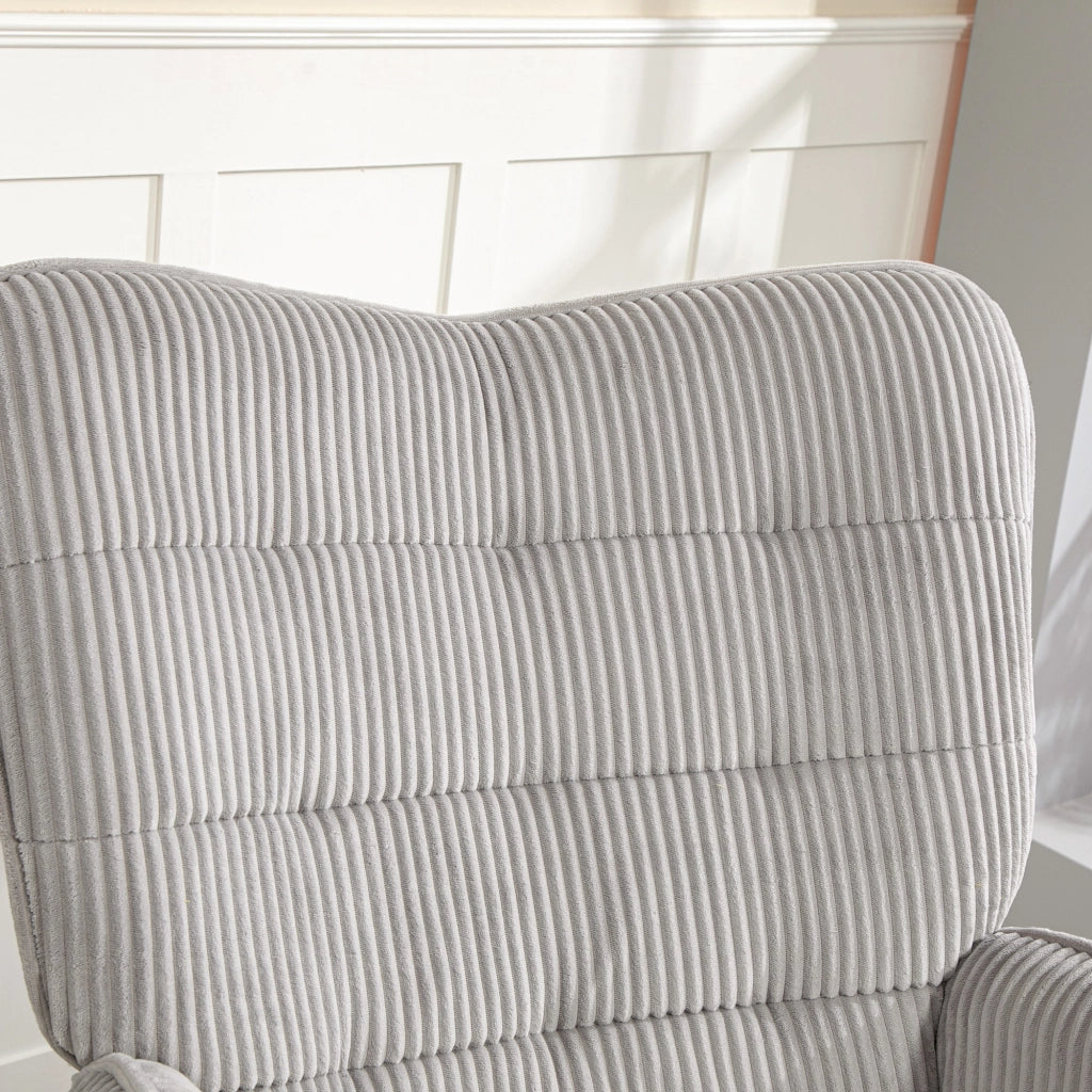Poltrona a Dondolo in Legno e Tessuto ¨C Minimal ¨C Grigio Chiaro
