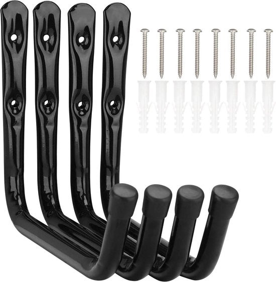 Hanger da parete per scale e bicicletta - 4 pezzi - 28 cm - rotante per uso interno ed esterno