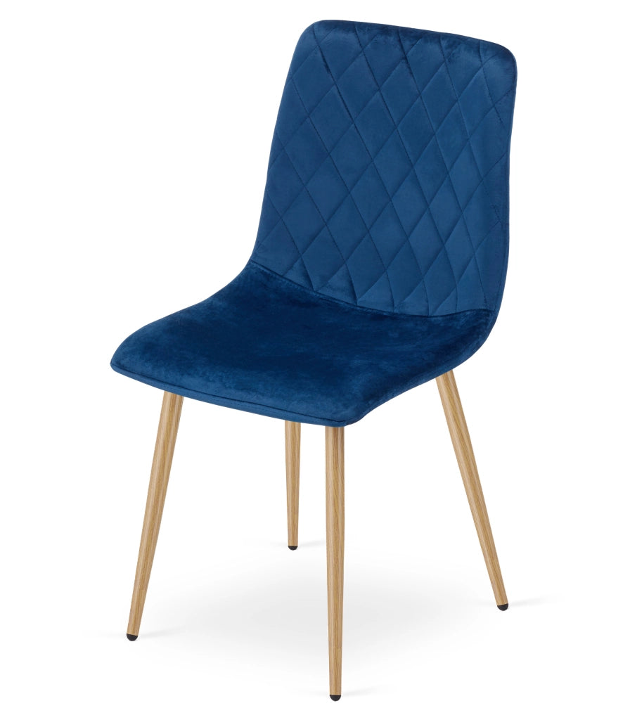 Sedia VALORA TURIN - Velluto blu navy con gambe in legno x 4