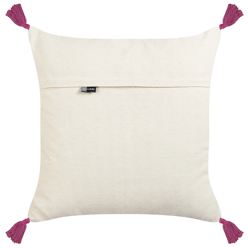 Cuscino sfoderabile in cotone multicolore 50 x 50 cm motivo animale ricamato a mano sfoderabile con imbottitura in stile boho