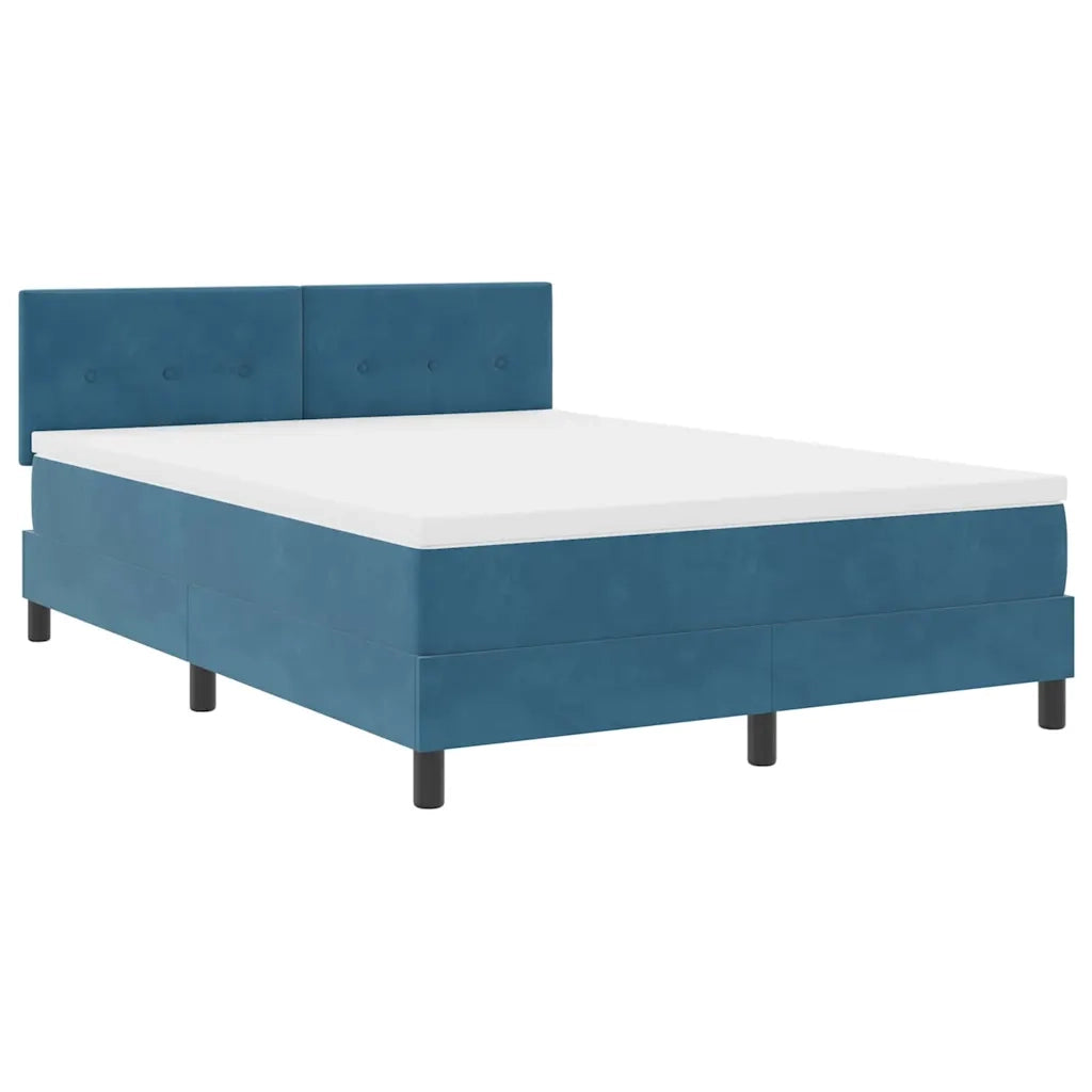 Letto a Sorgente LED con led Blu Scuro 140 x 200 cm Velluto