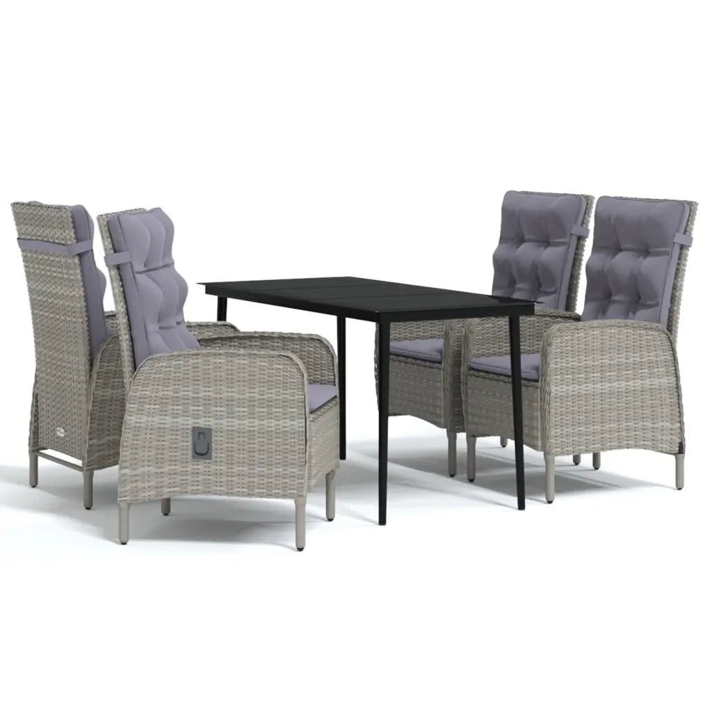 Set da Pranzo da Giardino 5 pz con Cuscini Grigio e Nero 3099373