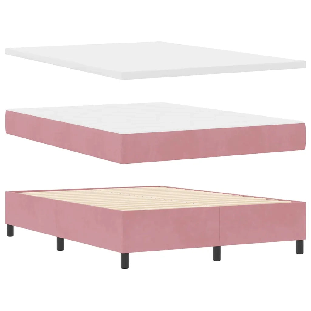 Letto a Sorgente LED con materasso Rosa 140 x 190 cm Tessuto