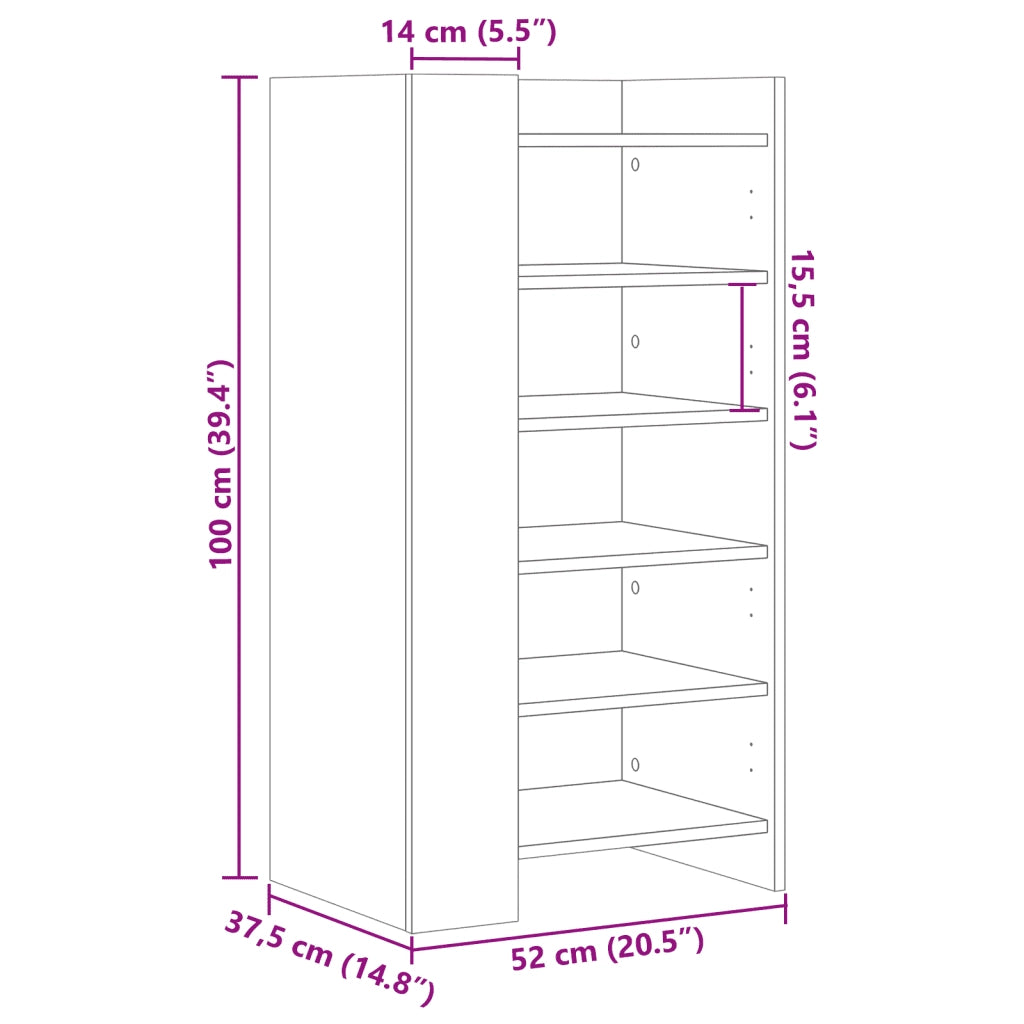 Scarpiera-Scaffale per scarpe Bianca 52x37,5x100 cm in Legno Multistrato 774157