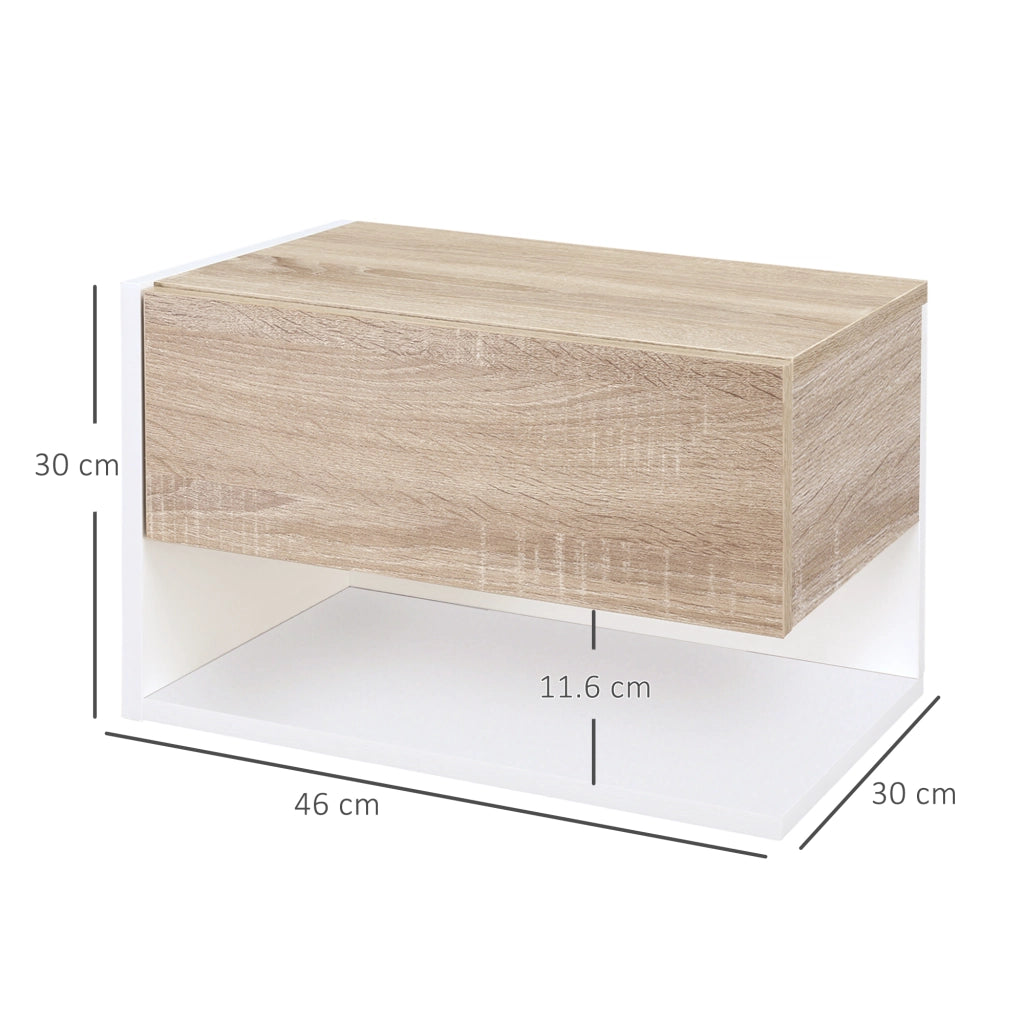 Comodino Sospeso con Cassetto ¨C Xylo ¨C Bianco Rovere Set 2 Pezzi