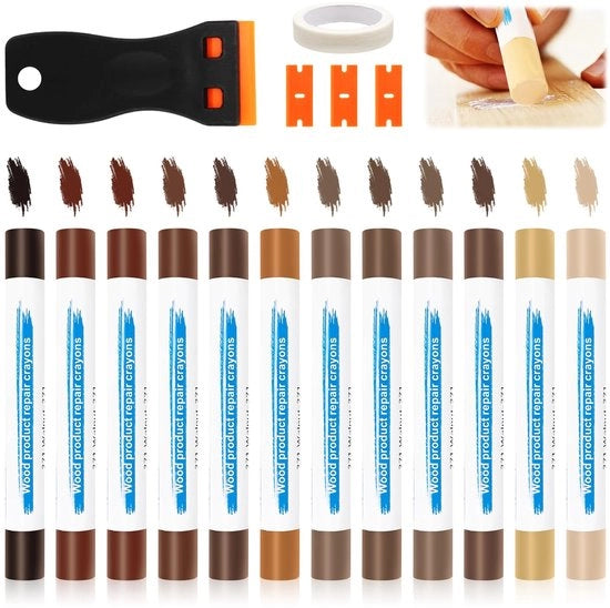 Set di riparazione per laminato - 12 colori detersivo solido per riparazioni di mobili e pavimenti