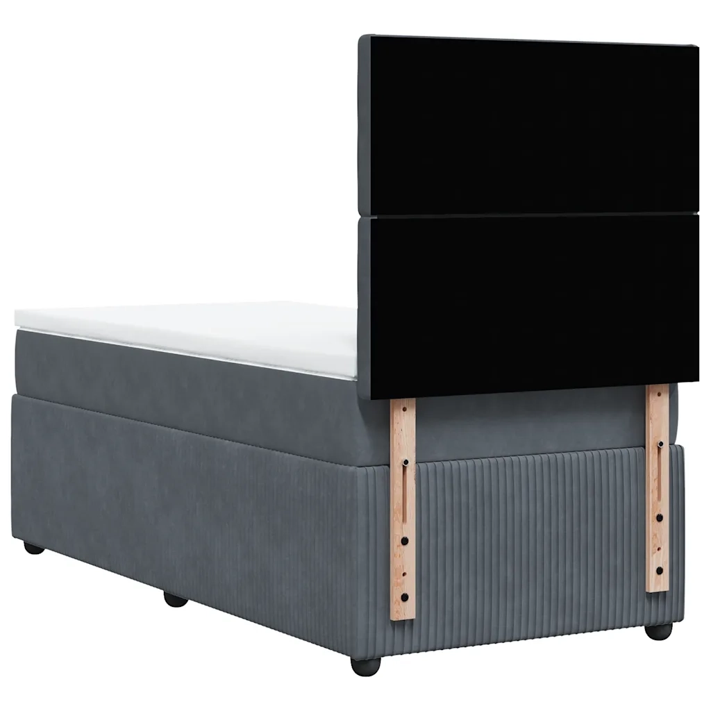 Giroletto a Molle con Materasso Grigio Scuro 80x200 cm Velluto 3292203