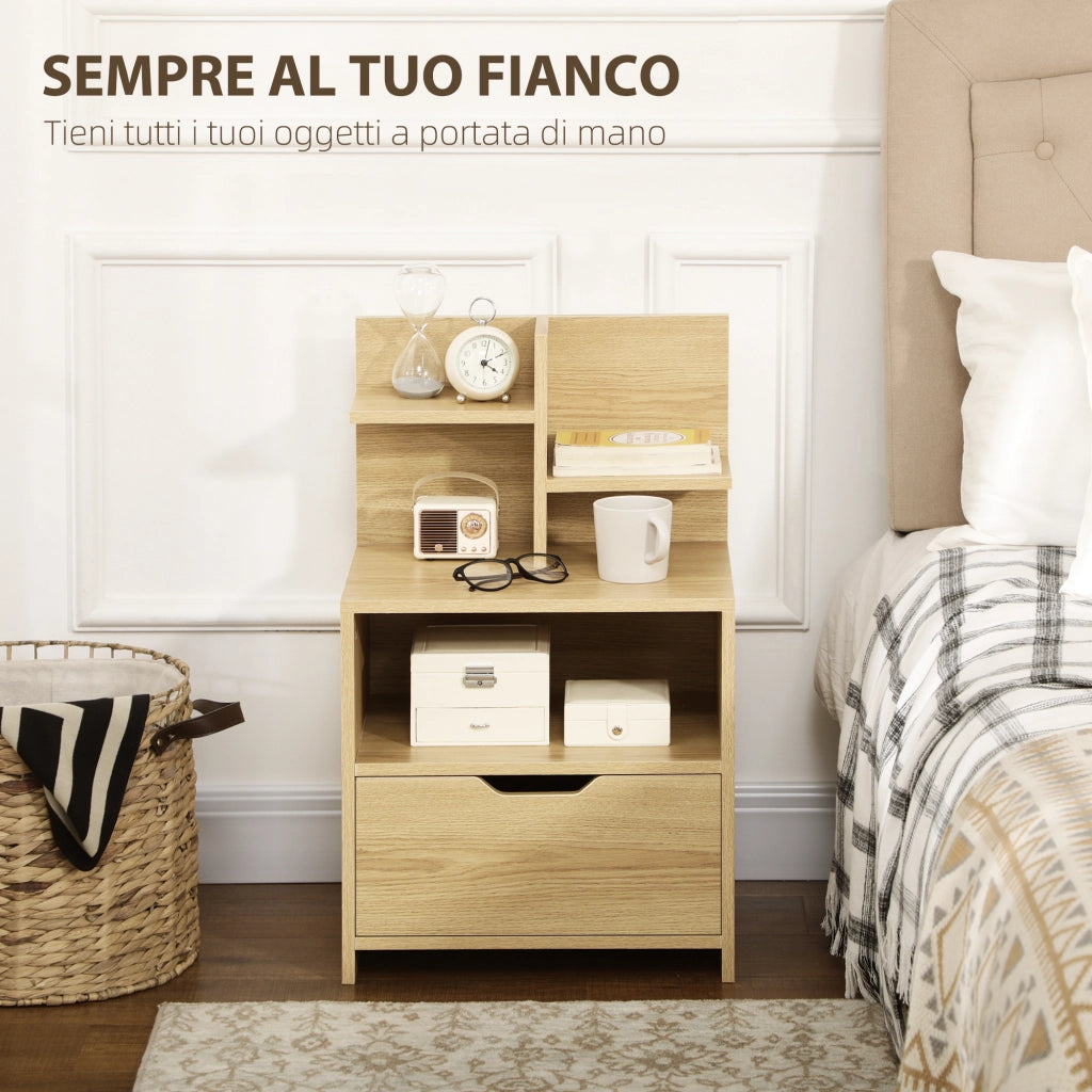 Comodino con Cassetto e Ripiani Aperti ¨C Minimal ¨C 45x35x73 cm