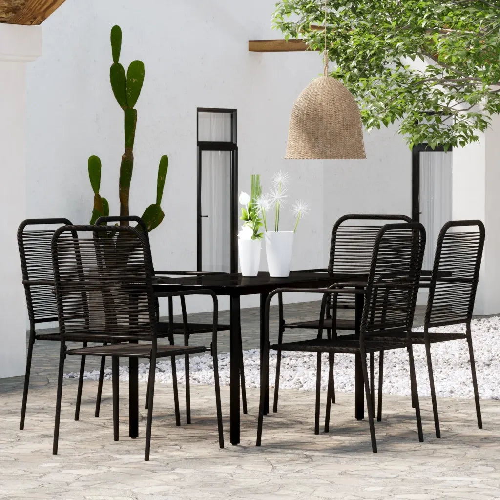 Set Mobili da Pranzo per Giardino 7 pz | Set Salotto da Giardino Nero