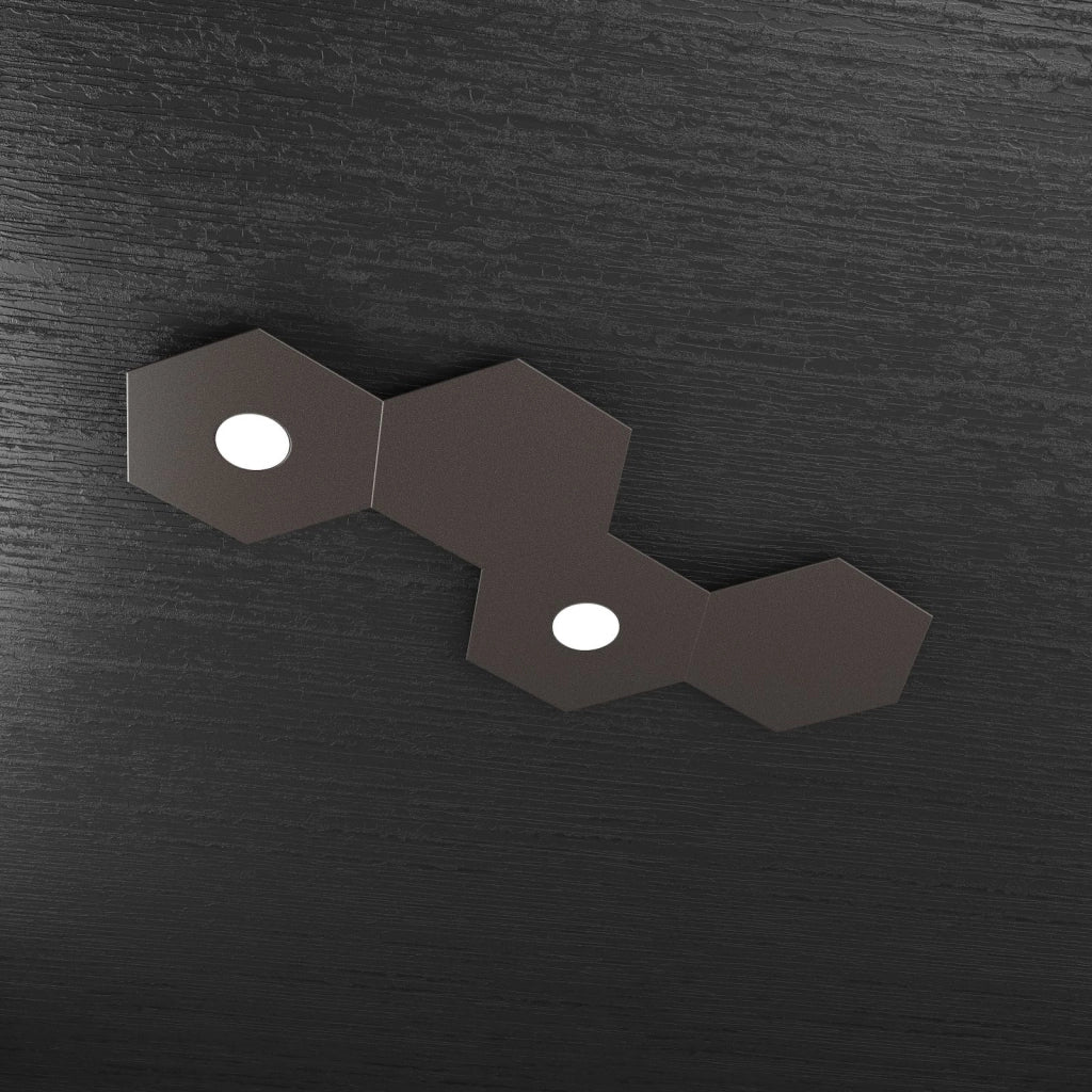 HEXAGON APPLIQUE-PLAFONIERA 2 LUCI + 2 DECORATIVO MARRONE 1142-2L2D-MA
