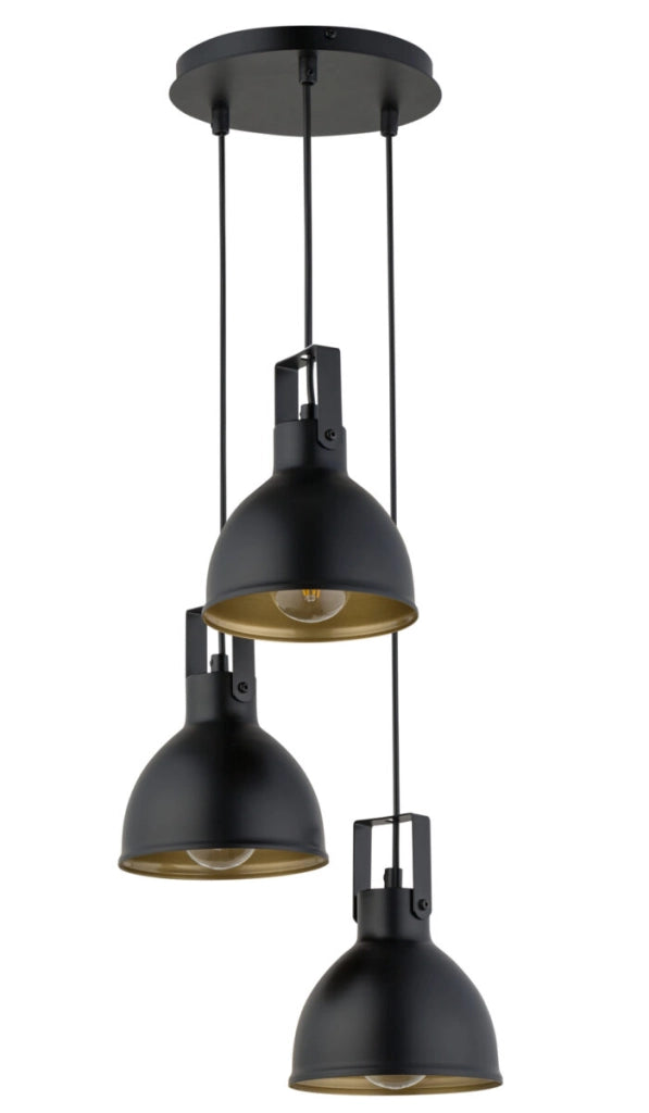 Lampada a sospensione Sigma Mars Ø30 3xE27 nero/oro