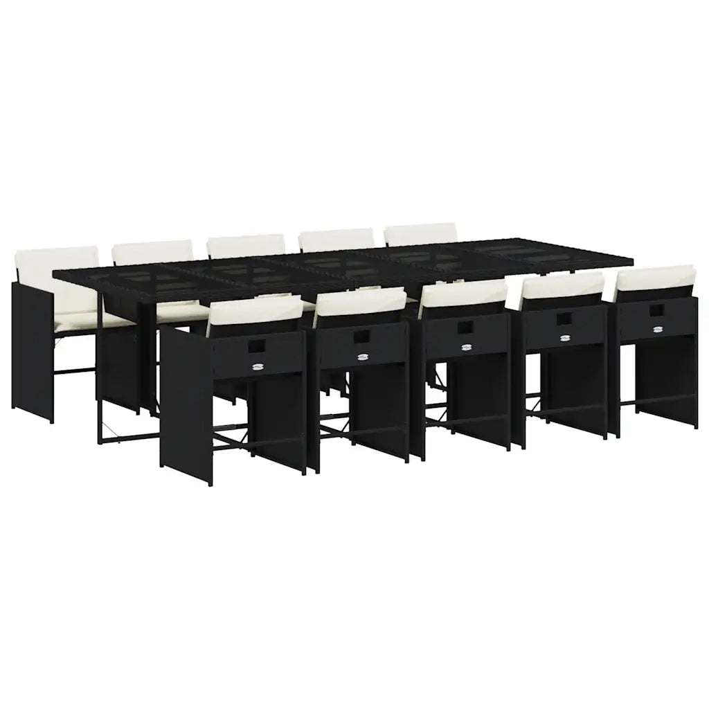 Set da Pranzo da Giardino 11 pz con Cuscini in Polyrattan Nero 3211110