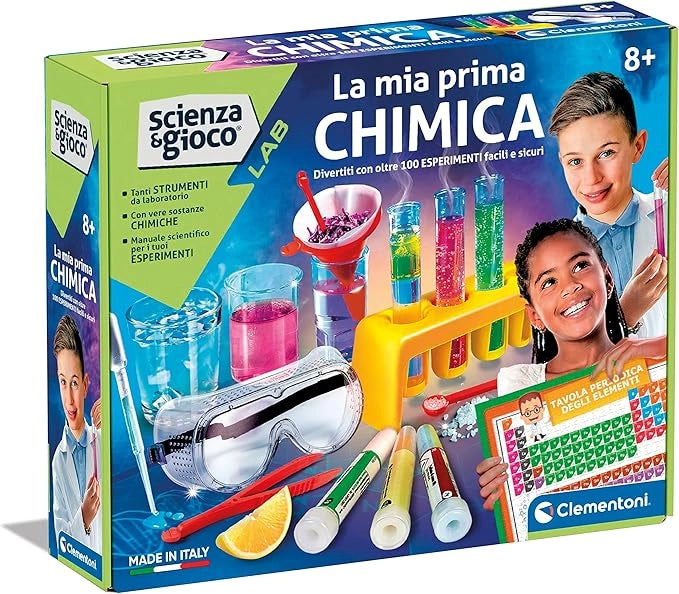 Scienza e Gioco Lab - La Mia Prima Chimica, Laboratorio di Chimica Bambini 8+ Anni, 100 Esperimenti, Tavola Periodica e