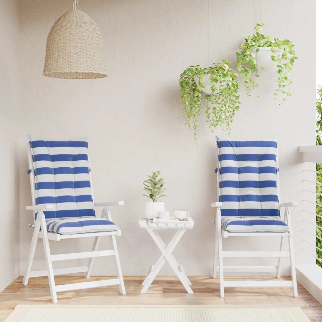 Cuscino da Esterno 2 pcs Blu e Bianco 120 x 50 x 7 cm Tessuto 42040527