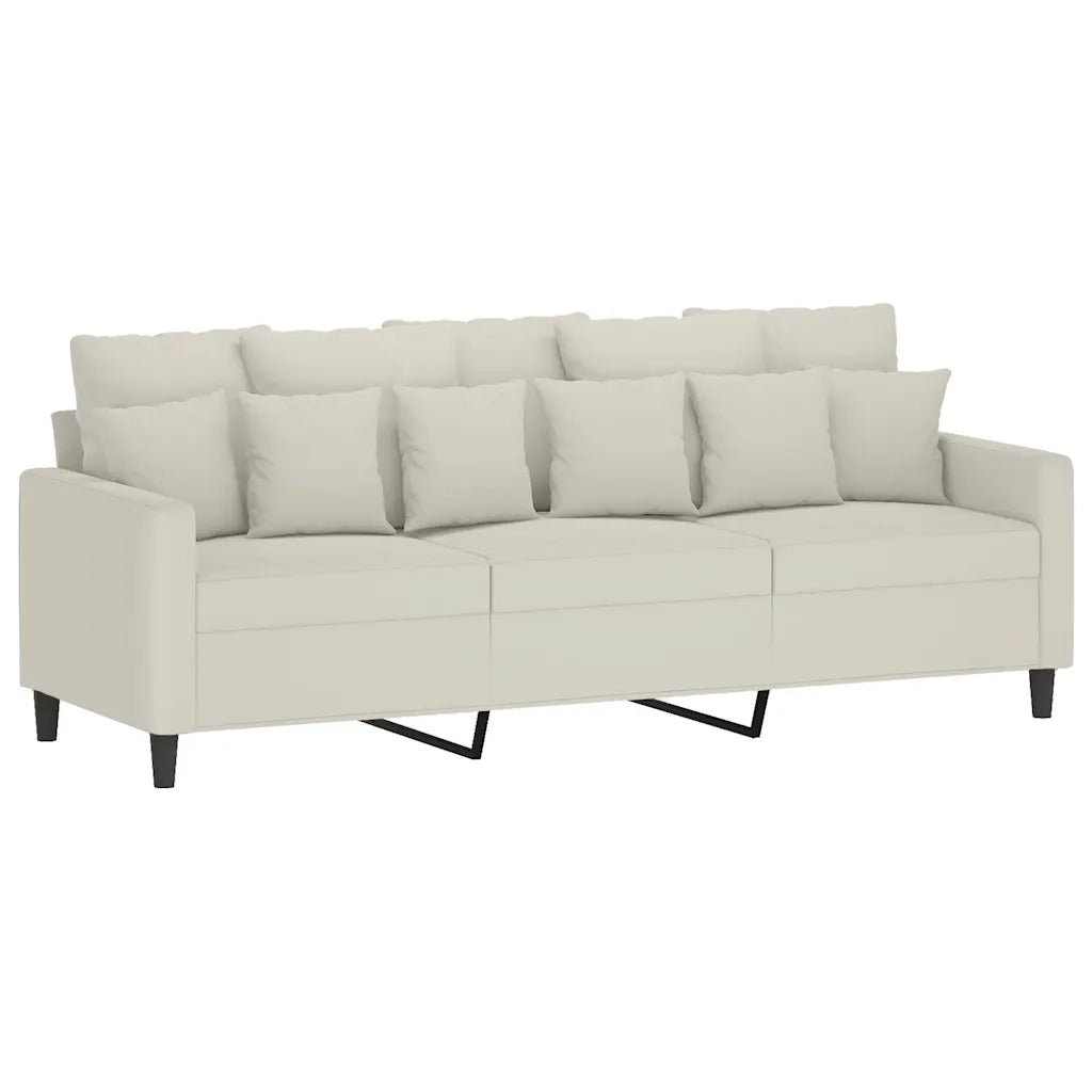 Divano a 3 Posti-Sofa 3 Posti Crema 180 cm in Velluto 284632
