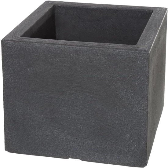 Piantina Moderna in Plastica Anthracite con Aspetto di Pietra di Palermo - Resistente al Congelamento - Dimensioni: 40 x 40 x 33 cm
