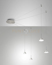 ISABELLA SOSPENSIONE 4 LUCI ALLUMINIO SPOSTABILE A LED 3000K - 32W - 3020 lm DIMMERABILE C/ACC.
