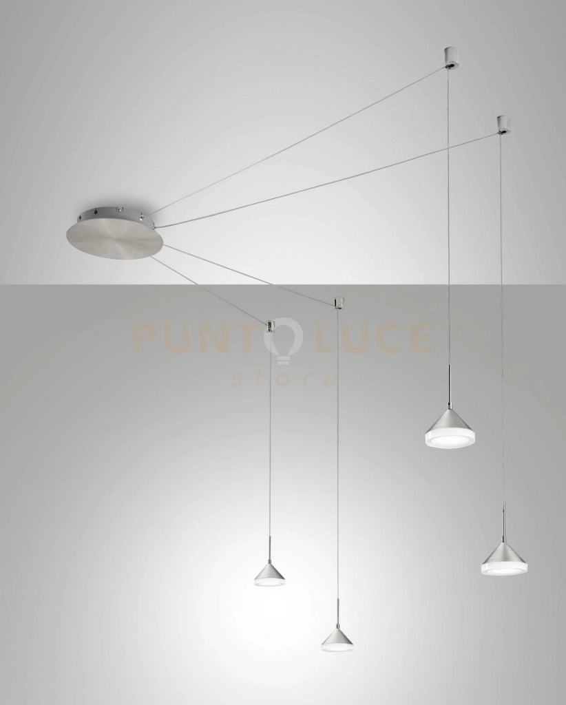 ISABELLA SOSPENSIONE 4 LUCI ALLUMINIO SPOSTABILE A LED 3000K - 32W - 3020 lm DIMMERABILE C/ACC.