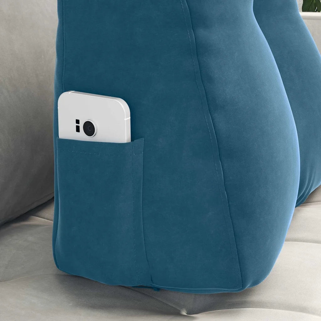 Cuscino per Schiena | Cuscino dorsale Blu 45 x 24 x 50 cm Velluto