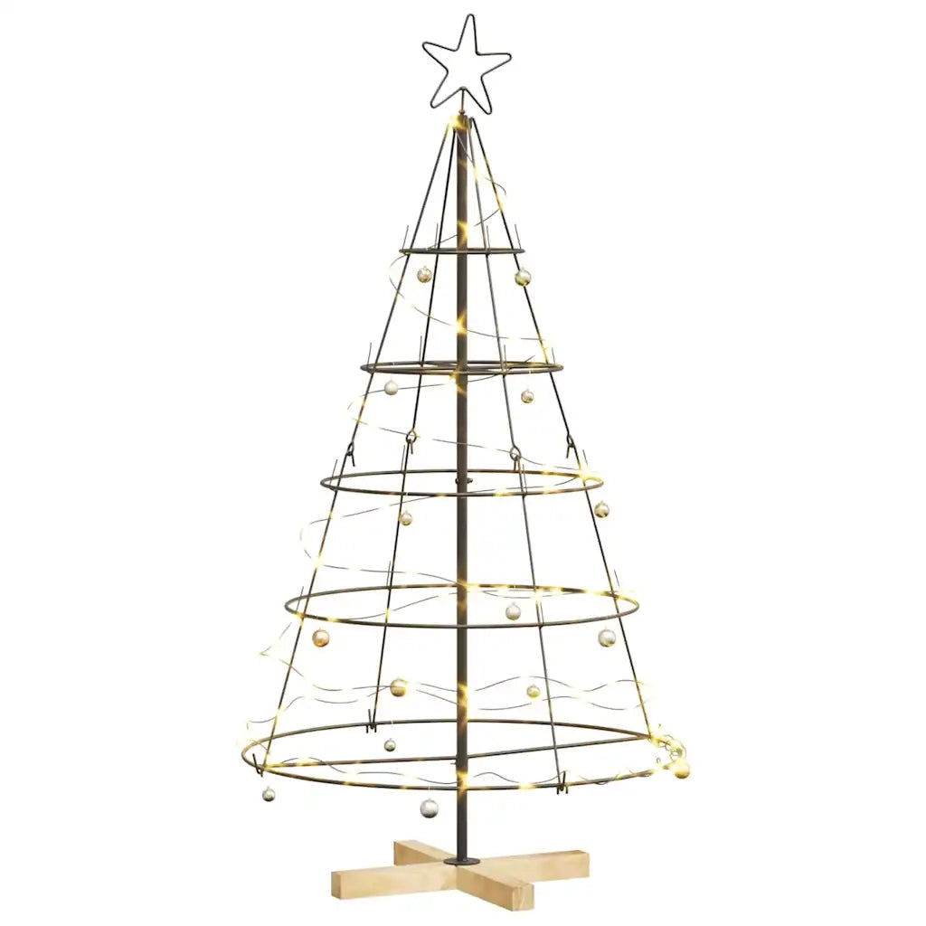 Albero a Cono di Natale con supporto Nero 126 cm Acciaio 42019159