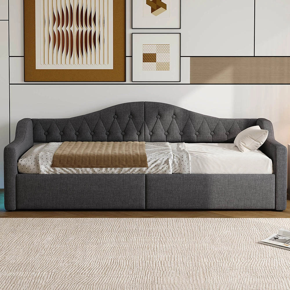 Letto imbottito - Xylo - 90x200cm LED con contenitore, grigio