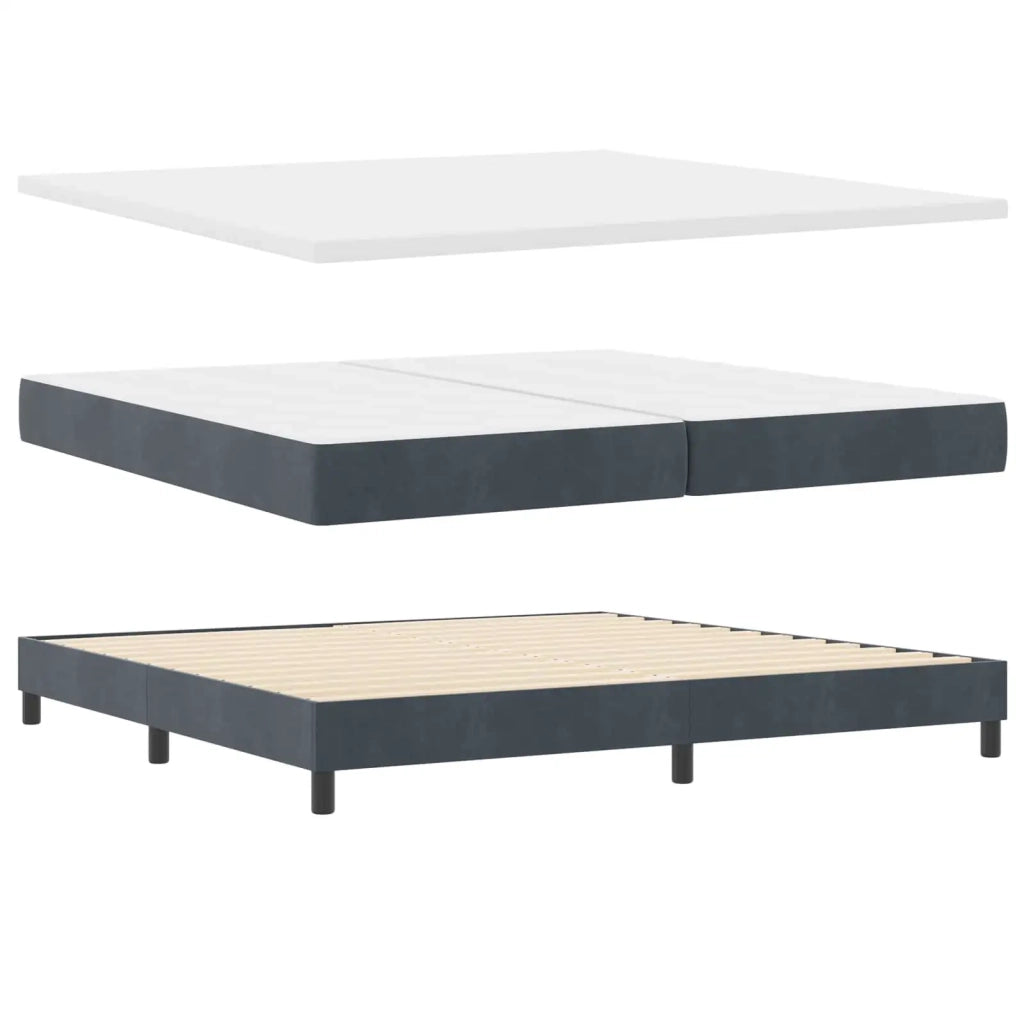 Letto a molle con materasso Grigio scuro 200 x 200 cm Velluto 3339195