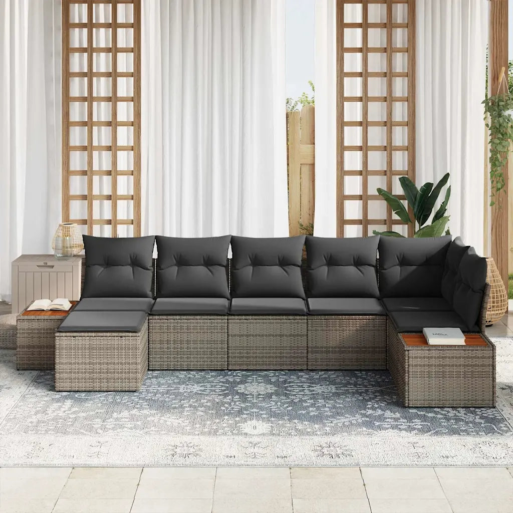 Set Divano da Giardino con cuscino 7 pcs Grigio polyrattan 3348130