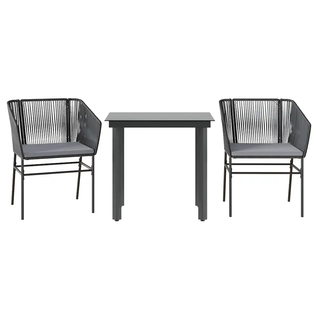 Set da Pranzo da Giardino 3 pz con Cuscini Polyrattan Vetro 3334611