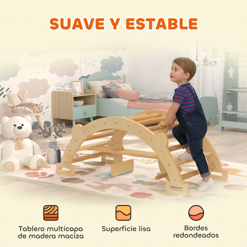Arco Scalabile Montessori con Cavallo a Dondolo ¨C Minimal ¨C Legno Naturale