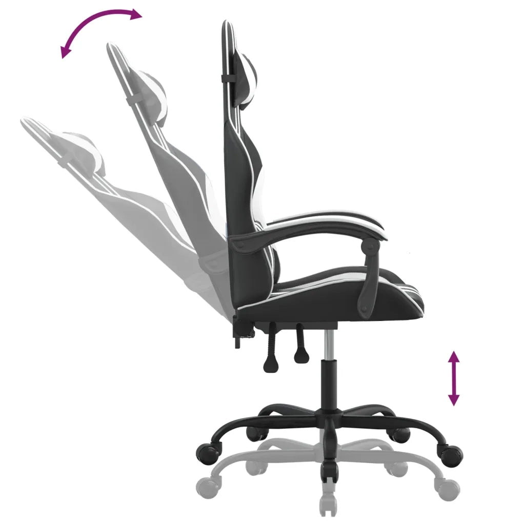 Sedia da Gaming Nero e Bianco in Similpelle 3143823