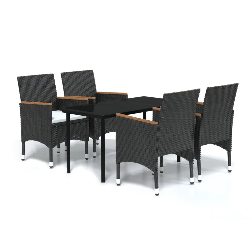Set da Pranzo da Giardino 5 pz con Cuscini Nero 3099343