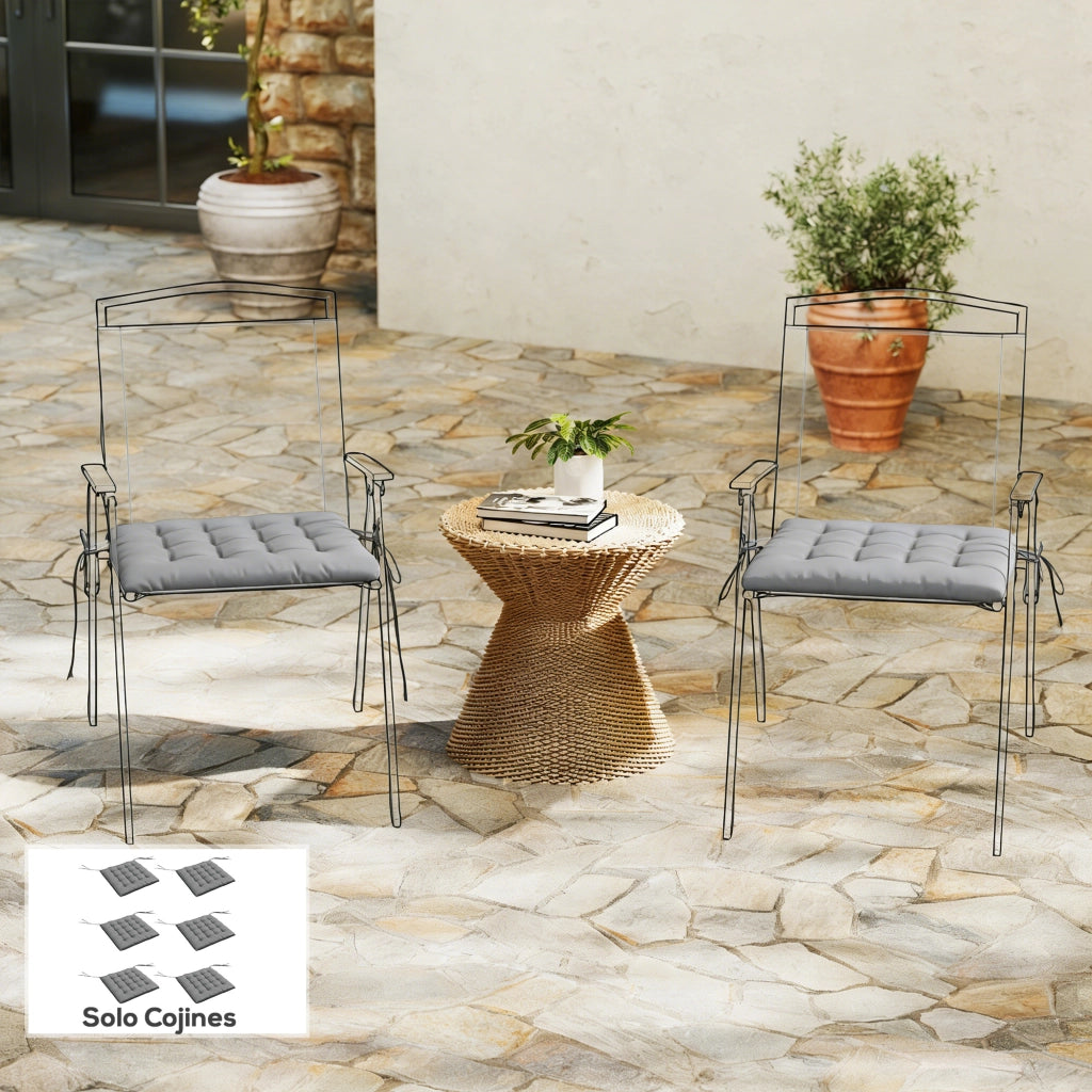 Set 6 Cuscini per Sedie da Pranzo ¨C Xylo ¨C Grigio 40x40 cm con Lacci