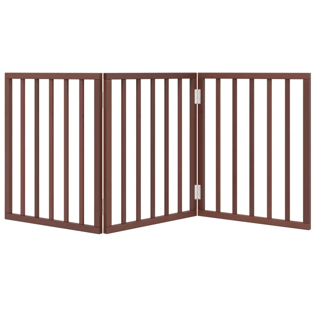 Cancello Cani Pieghevole 3 Pannelli Marrone 150cm Legno Pioppo 352196