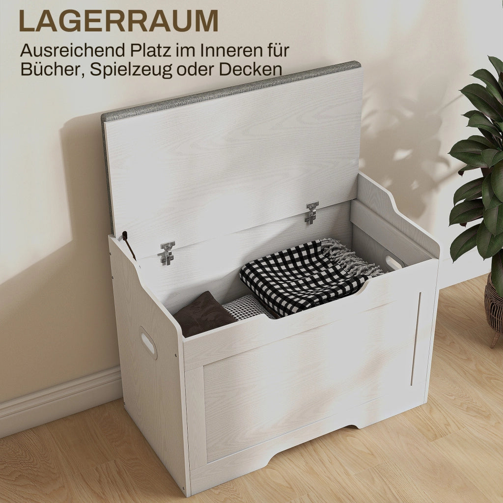 Cassettiera con sedile e cuscino ¨C Minimal ¨C 103 litri, bianco