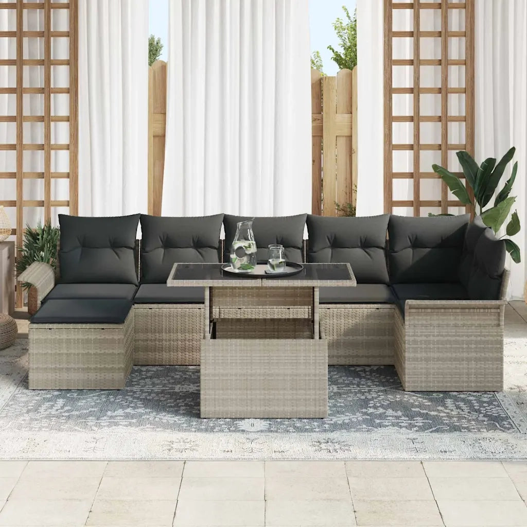 Set Divano da Giardino 8 pcs Grigio chiaro Poly Rattan 3348328