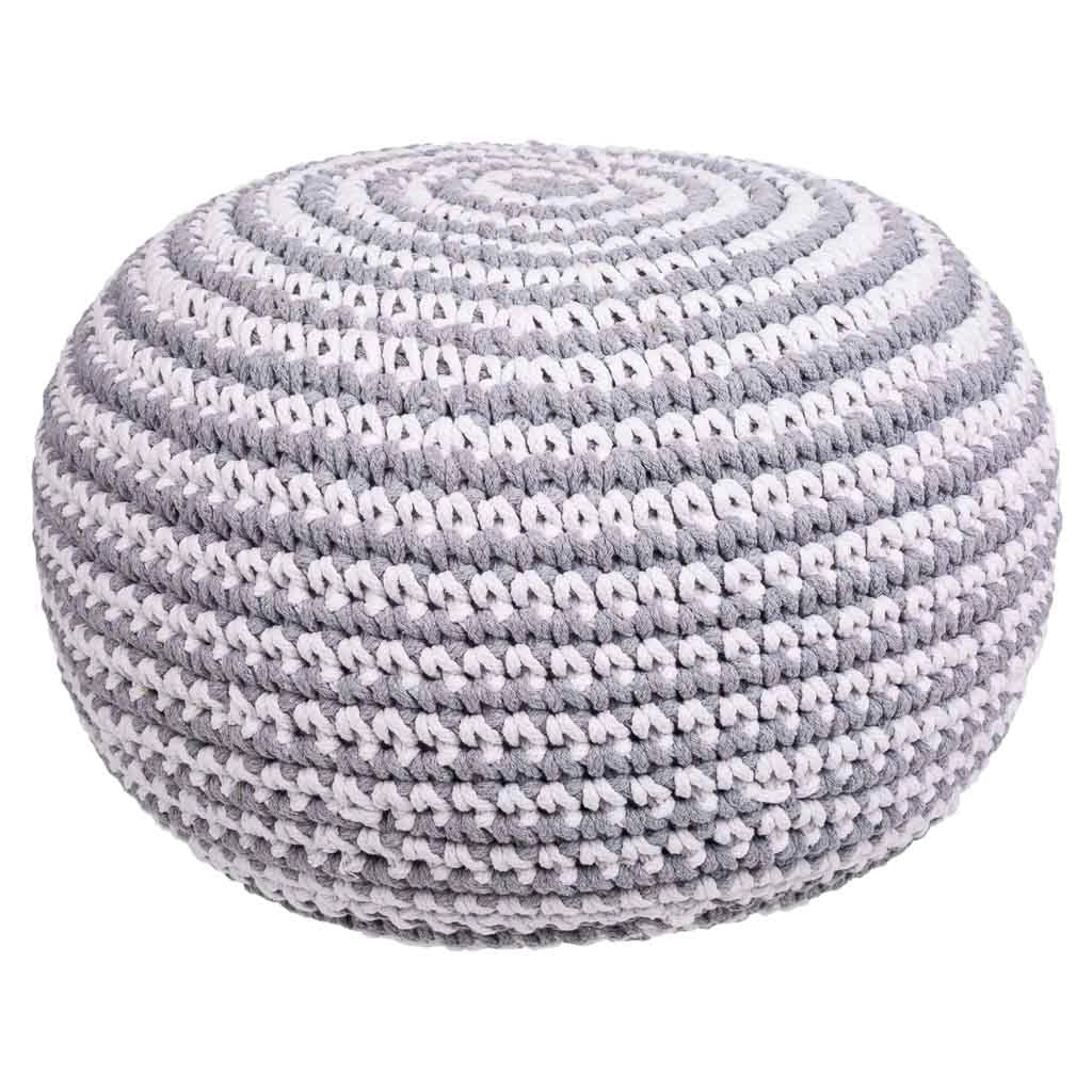 Puff de algodón trenzado gris 45x45x30