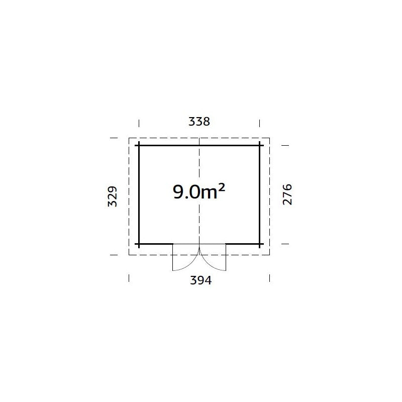 Casetta in legno da giardino 358x296 cm impregnato autoclave 28 mm, porta doppia con vetro e serratura, deposito esterno - Esterni da Vivere