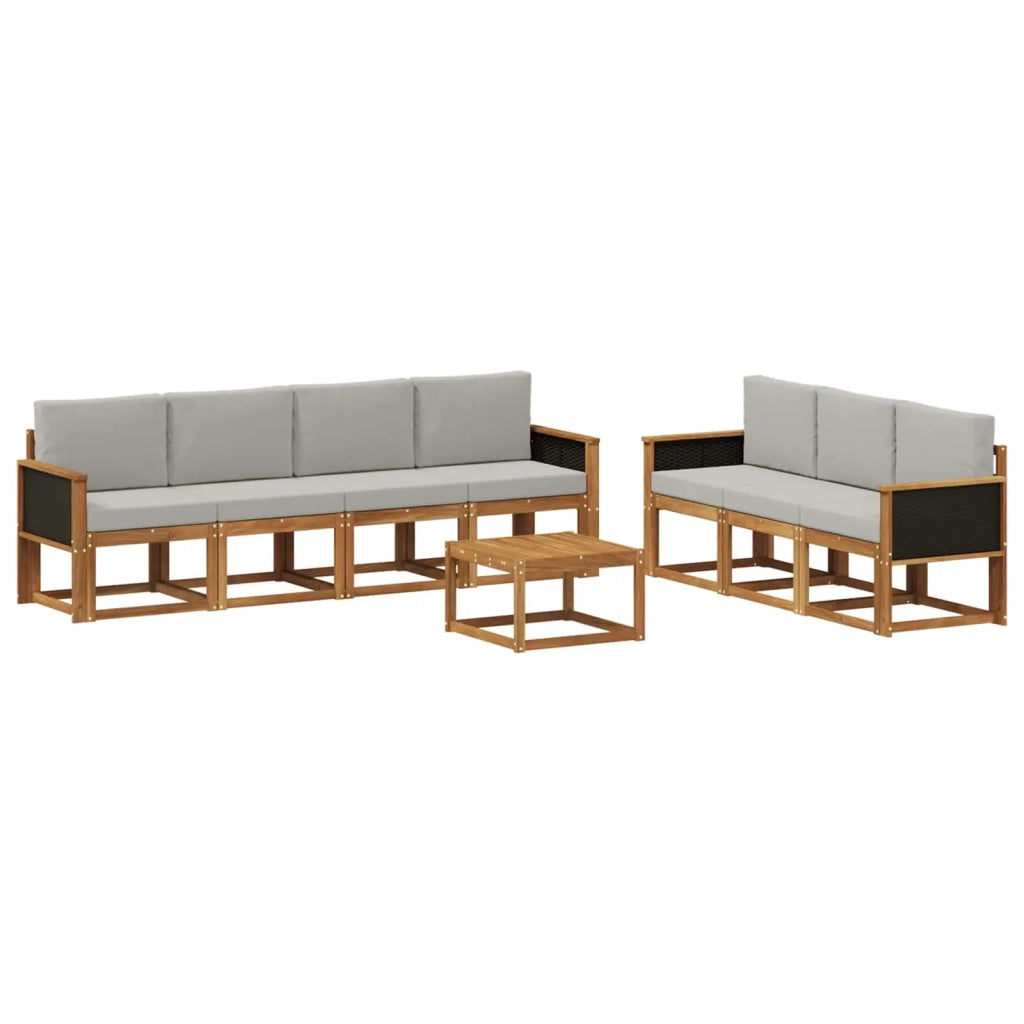 Set di divani da esterno 7 pz Naturale e Grigio Chiaro 3385042