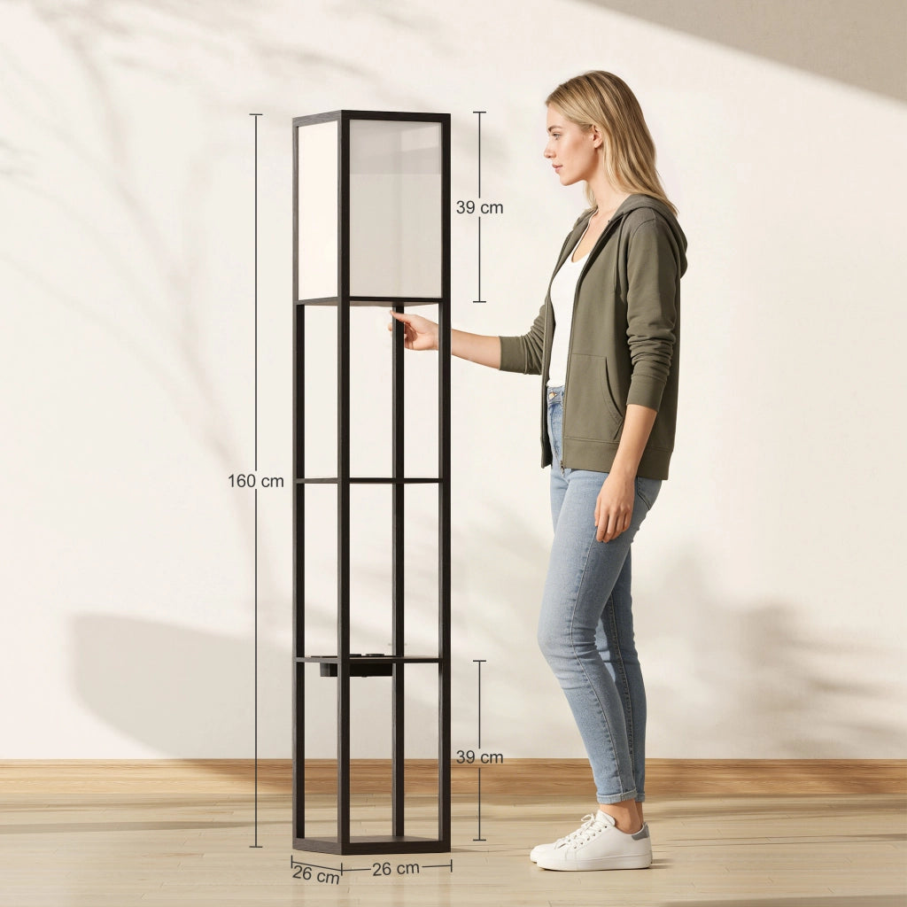 Lampada da Terra con Ripiani ¨C Minimal ¨C Nero