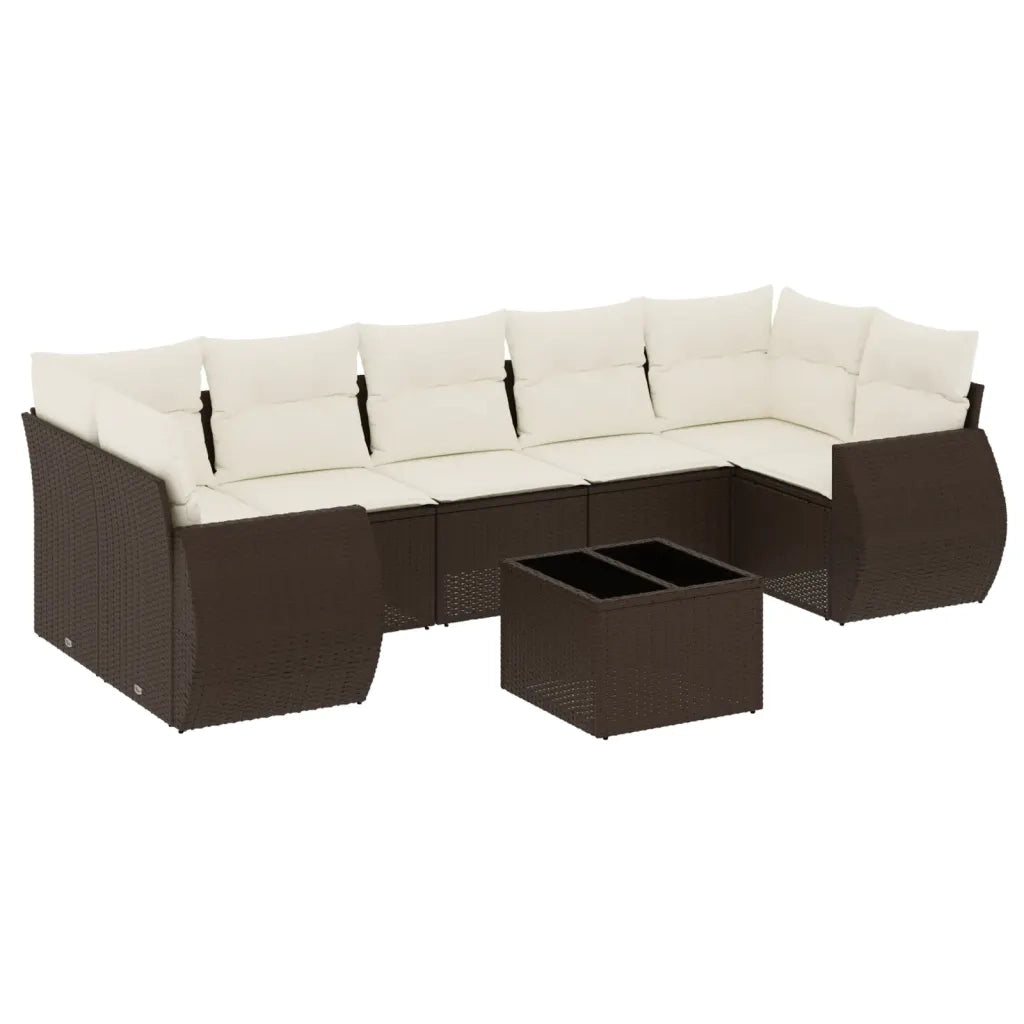 Set Divani da Giardino 8 pz con Cuscini Marrone in Polyrattan 3253480
