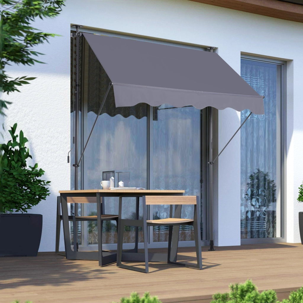 Tenda da Sole a Bracci per Balcone con Manovella ¨C Xylo ¨C Grigio, 200x120 cm, UV, Senza Forare