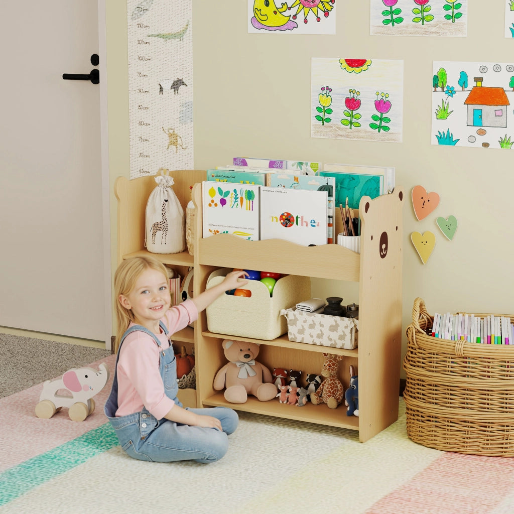 Scaffale portagiochi per bambini in legno con ripiani e scomparti ¨C Xylo ¨C 92x29x79 cm