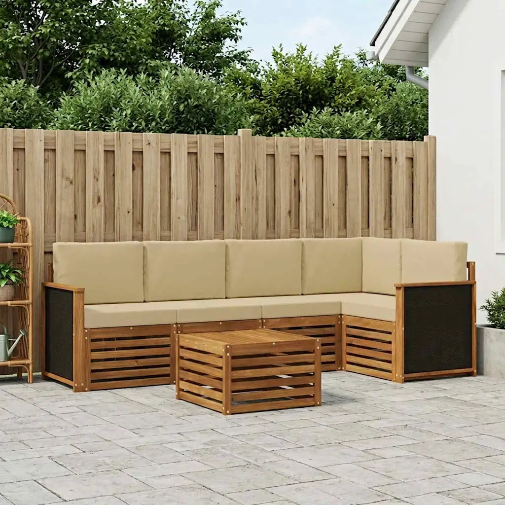 Set divano sezionale con cuscino 5 pcs Naturale 3384374