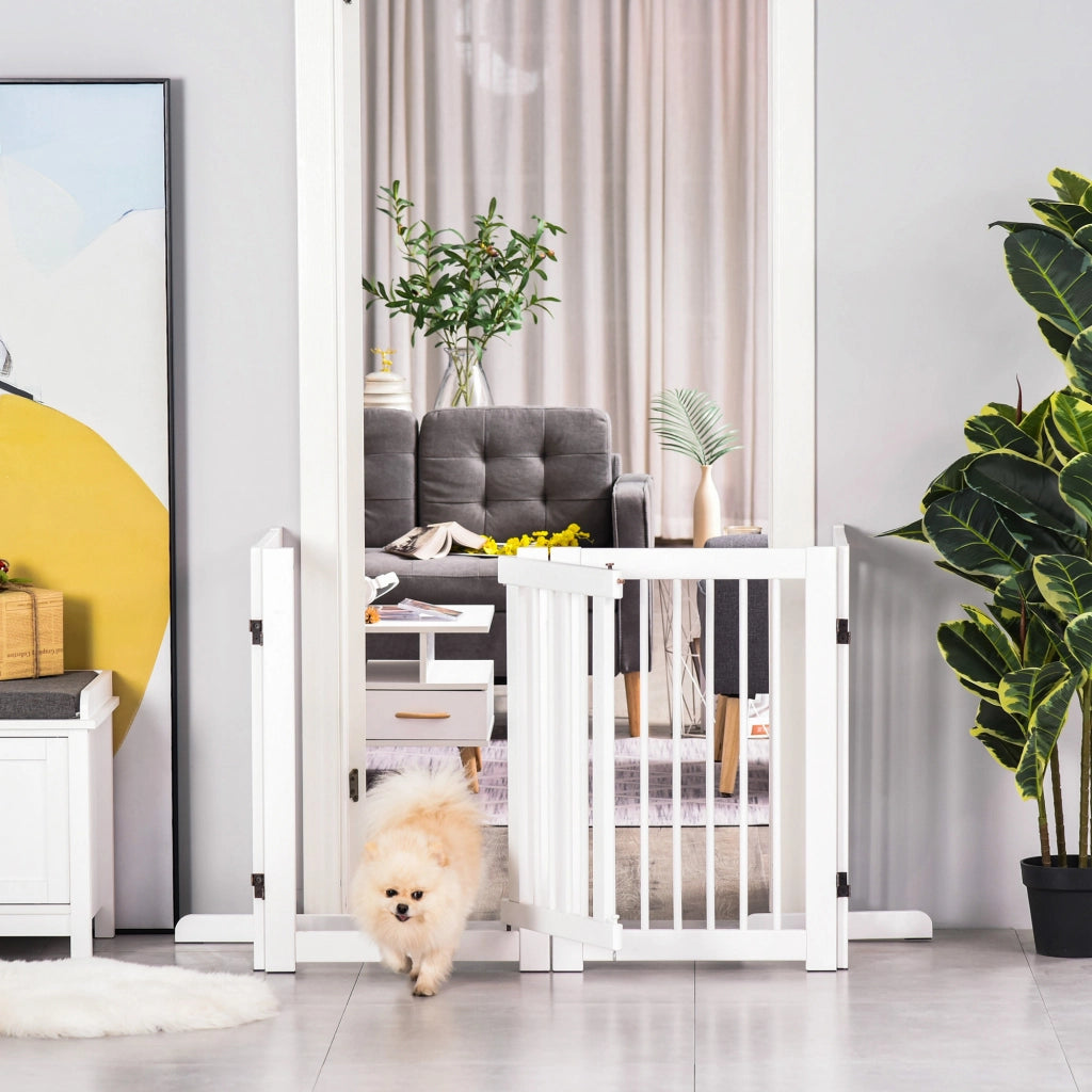 Cancello per Cani in Legno ¨C Minimal ¨C Bianco 204x75 cm