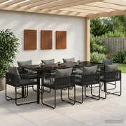 Set da Pranzo per Giardino 9 pcs Nero e antracite 3448910