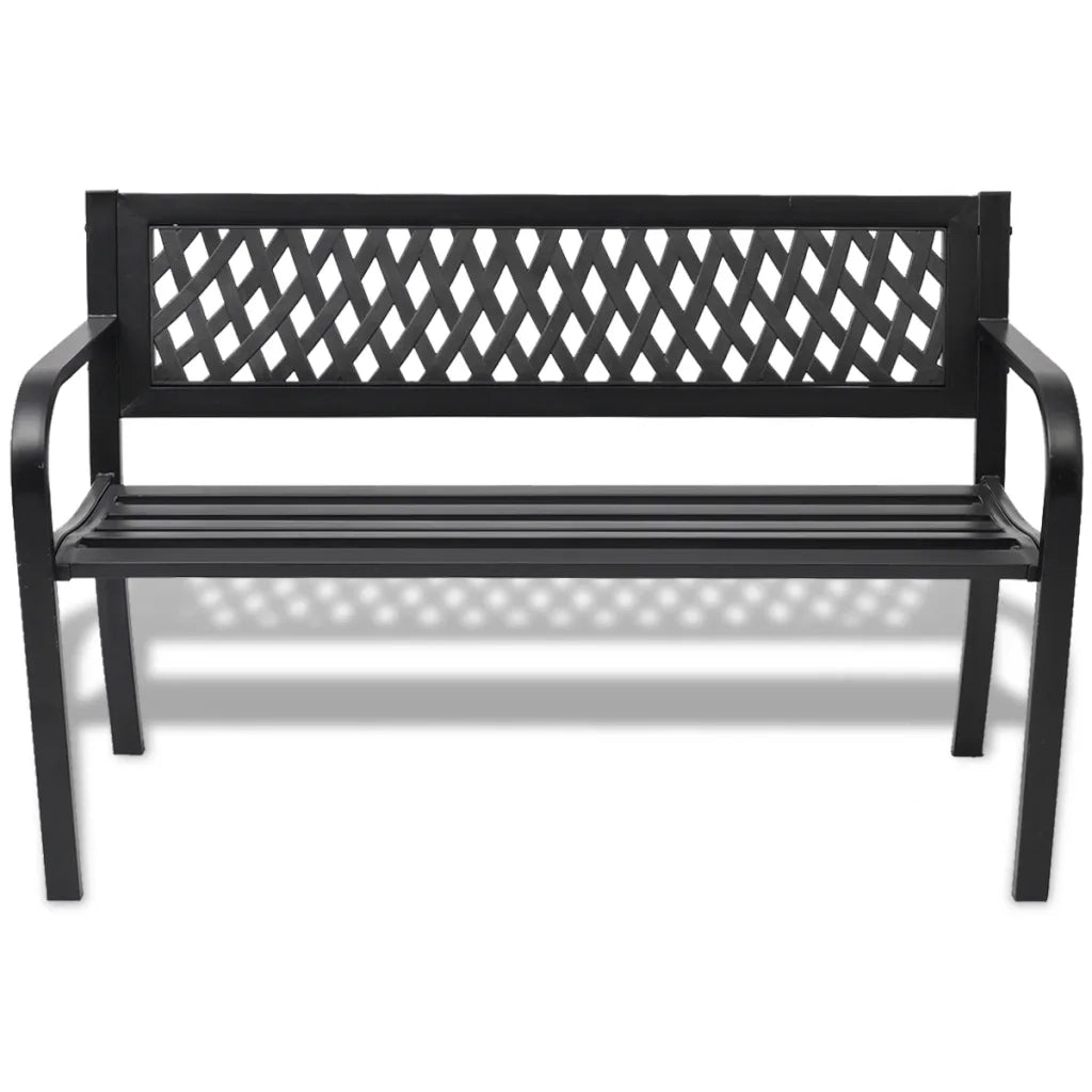 Panchina da Giardino 118 cm in Acciaio Nera 42169