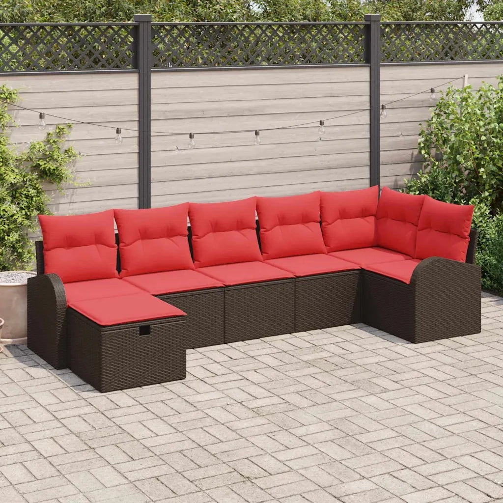 Set di divani con cuscino Marrone e Rosso polyrattan 3359103