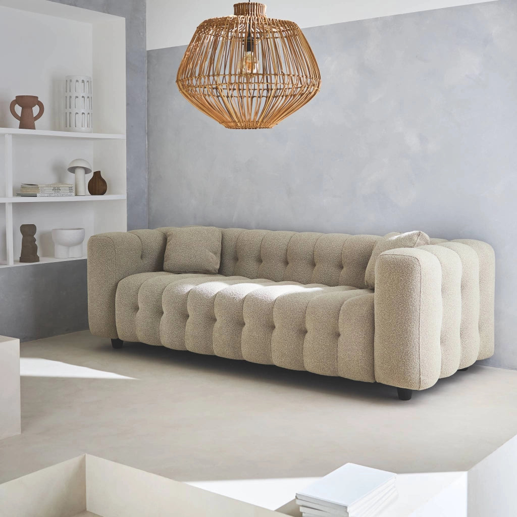 Divano in tessuto bouclé, 3 posti, beige