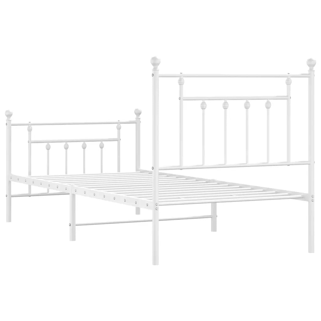 Giroletto con Testiera e Pediera Metallo Bianco 90x190 cm 353596
