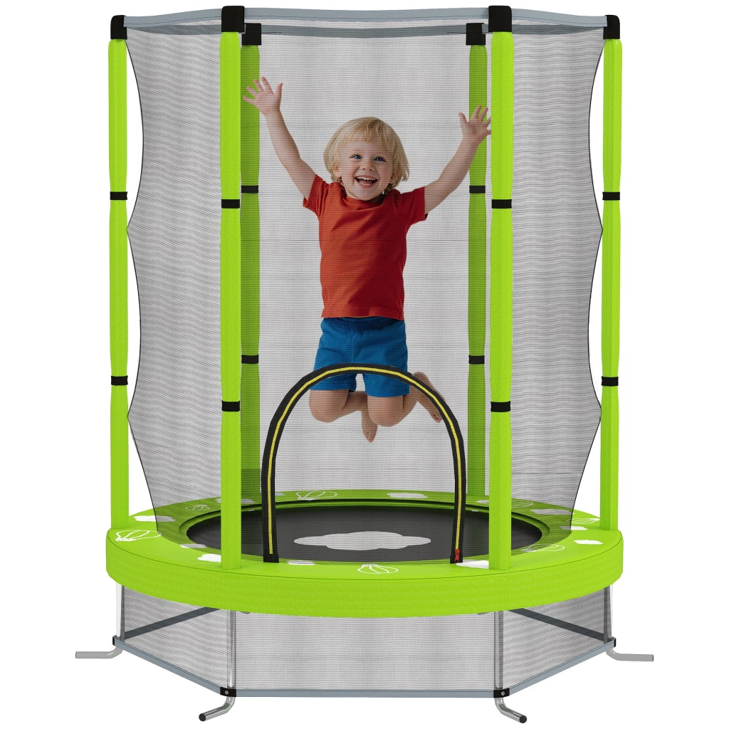 Trampolino per Bambini ¨C zephmum ¨C Verde, ?140 cm, con Rete di Sicurezza